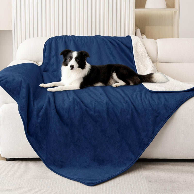 Smiry Waterproof Dog Bed Blanket, Leakproof Pet Throw Blanket for Bed Couch Sofa, Reversible Sherpa Fleece Furniture Protector Cover for Small Medium Large Dogs Cats (Grey, 50x60 inches)