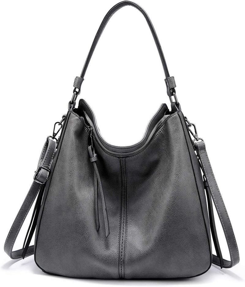 Realer Hobo Crossbody Bags for Women Designer Faux Leather Hobo Handbags Retro Large Size Shoulder Bag Bucket Purse