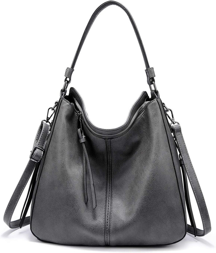 Realer Hobo Crossbody Bags for Women Designer Faux Leather Hobo Handbags Retro Large Size Shoulder Bag Bucket Purse