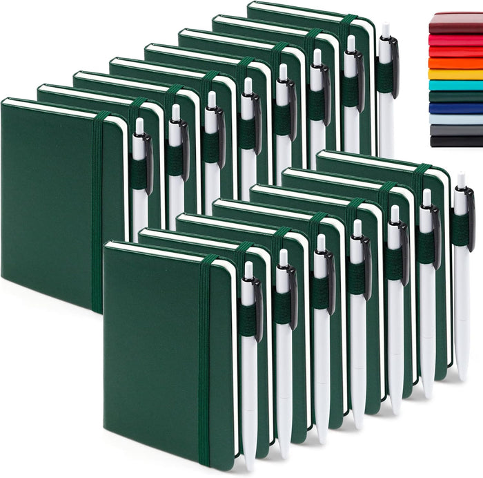 feela 15 Pack Pocket Small Notebooks Bulk, Mini Cute Notepads Hardcover College Ruled Lined Journals with Pen Holder for School Business Memos, with 15 Black Pens, 3.5”x 5.5”, A6, Navy