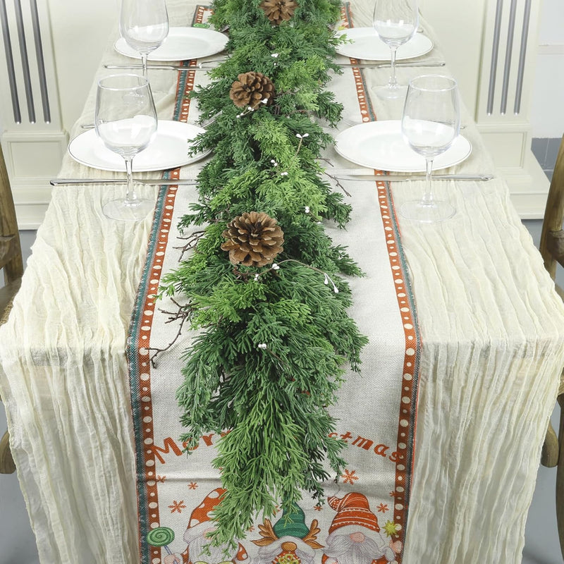 Artgar 6 Ft Christmas Garland - Cedar Garland - Cypress Garlands - Real Touch Pine Garlands - Garland Christmas Decorations for Home Dining Table Mantel Porch Winter Christmas Decor