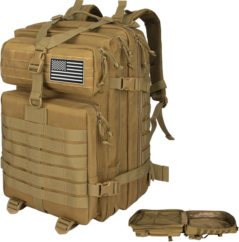 45L Army Tactical Backpack For Men,Large Military Assault Pack 3 Day Bug Out Bag For Women, Molle Daypack Camping Outdoor Mountaineering Backpacks Black Rucksack Survival