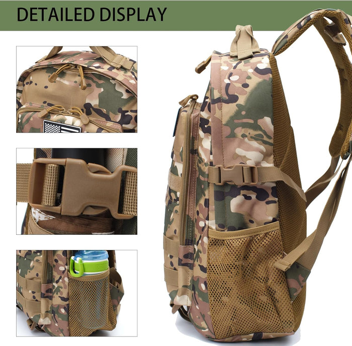 Camo Backpack for Boys,Kids Army Backpack Boys with USA Flag Patch,35L Waterproof Tactical School Backpack for Travel Outdoor