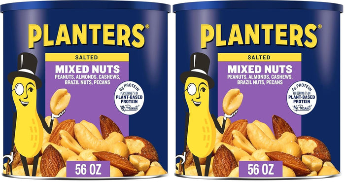 PLANTERS Unsalted Mixed Nuts, Cashews, Almonds, Hazelnuts, Pecans, Pistachios no Shell, Party Snacks, Plant-Based Protein, Quick Snack for Adults, After School Snack, Kosher, 34.5 Oz Container