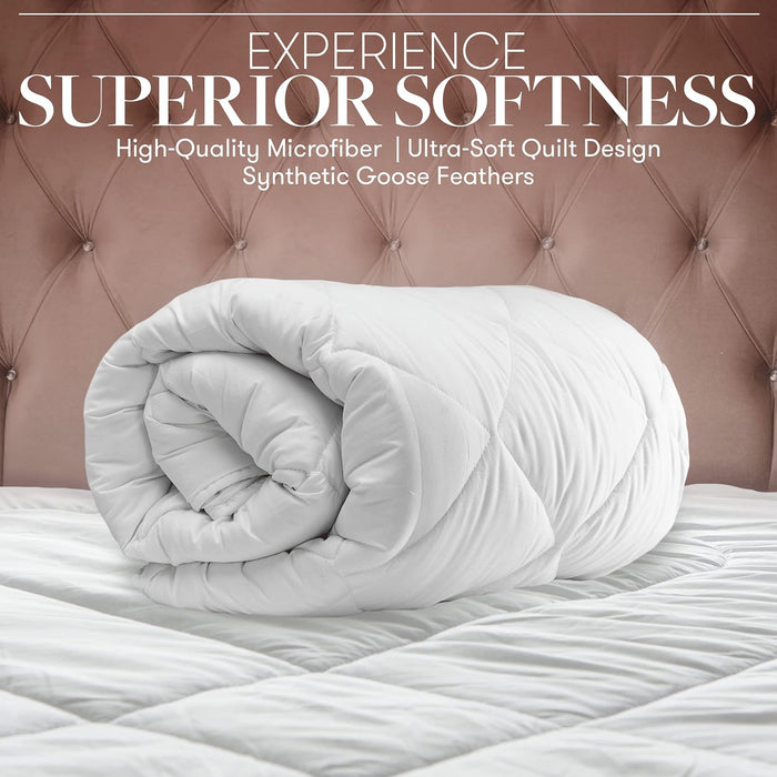 Beckham Hotel Collection Full/Queen Size Comforter - 1600 Series Down Alternative Home Bedding & Duvet Insert - Pure White