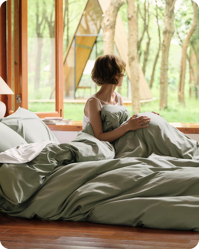 Bedsure Cotton Duvet Cover King, 100% GOTS Organic Cotton Duvet Cover Set, Fair Trade Certified King Bedding Set, Eco-Friendly, Ultra-Soft, Breathable Home Bedding for All Seasons(Ivory, 104"x90")