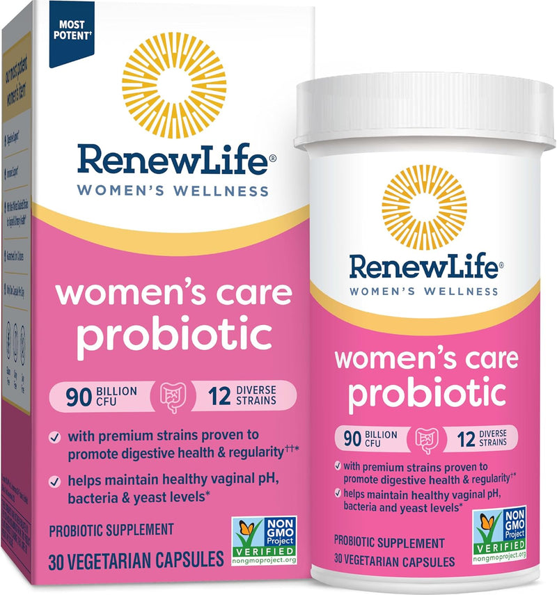 Renew Life Women's Probiotic Capsules, 50 Billion CFU Guaranteed, Supports pH Balance, Vaginal, Urinary, Digestive and Immune Health(2), L. Rhamnosus GG, Dairy, Soy and Gluten-Free, 30 Count
