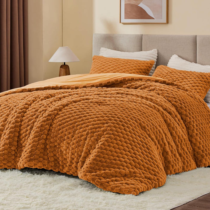BEDELITE Fluffy King Size Comforter Set - Grey Fleece Soft Comforter for King Size Bed, Luxury Warm Bedding Set for Winter, Fuzzy Bed Set 3 Pieces (1 Comforter, 2 Pillowcases)