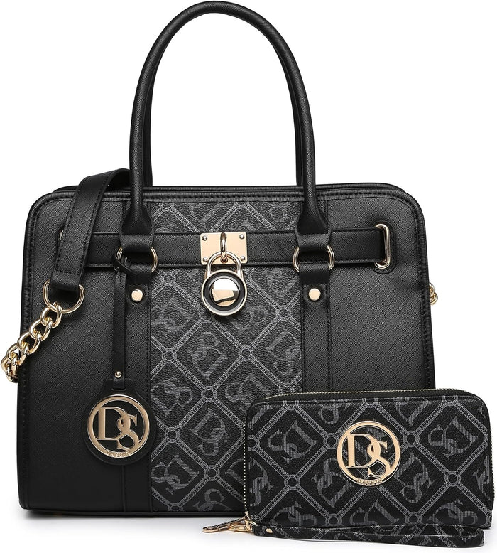 Dasein Handbags Purses Set for Women Top Handle Satchel Shoulder Bags Large Work Tote Bag with Matching Wallet