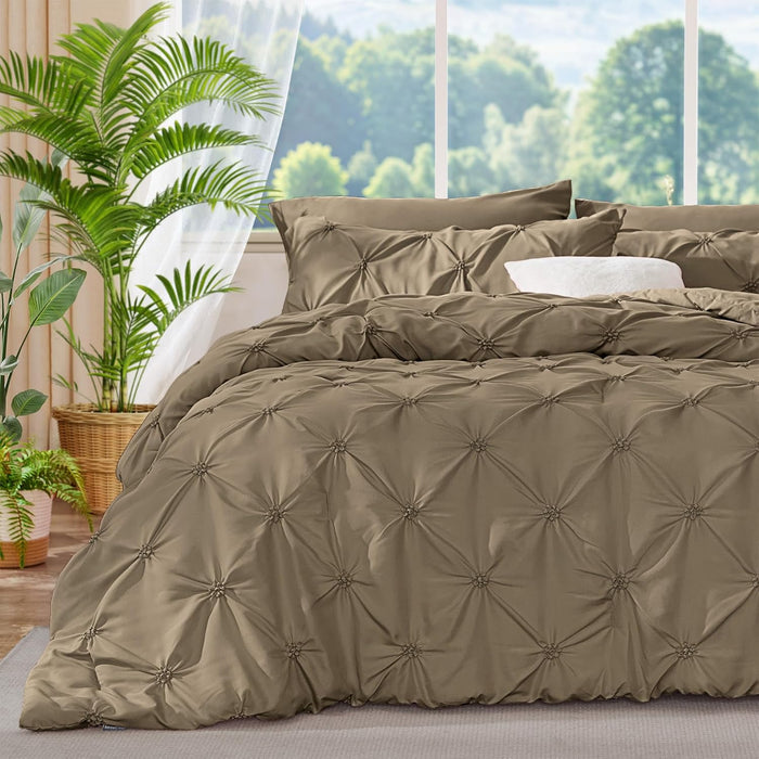 BEDELITE Pink Twin Comforter Set - 2 Peices Boho Pintuck Bedding Comforter Sets, Lightweight Soft & Warm Twin Bedding Sets with 1 Pillowcase for All Season