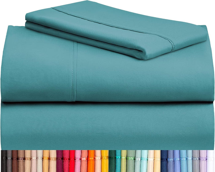 LuxClub 4 PC California King Size Sheet Set Deep Pockets Wrinkle Free Cooling Sheets Machine Washable Hotel Bedding Silky Soft - Cream California King