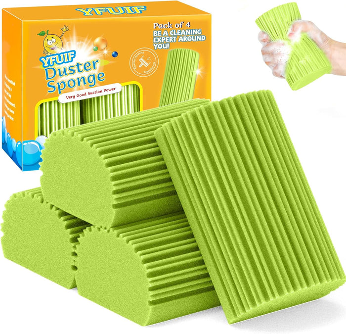 2-Pack Damp Clean Duster Sponge, Magic Sponge Eraser Baseboard Cleaner Tool, Dusters for Cleaning Blinds, Glass, Vents, Railings, Mirrors,Window Track Grooves and Faucets