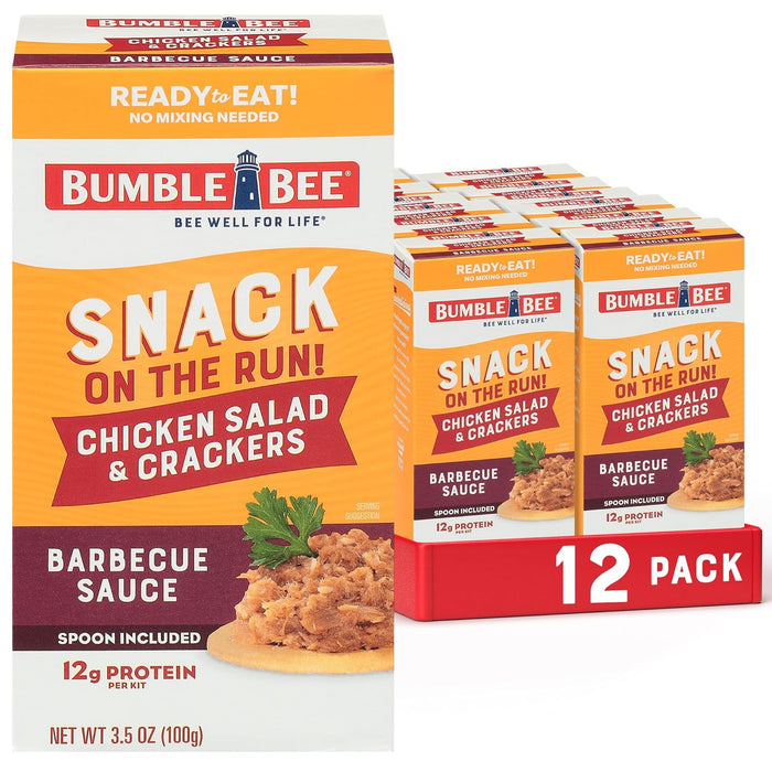 Bumble Bee Snack on the Run Classic Favorites Duo (2 Total Kits) - Original Tuna Salad and Classic Chicken Salad with Crackers - Ready to Eat Protein Snacks