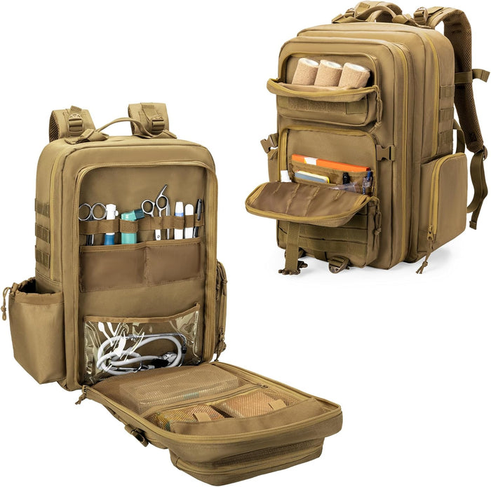 Damero Medical Tactical Backpack, Medical Supplies Bag First Aid Rucksack with Top Y-Strap for Hiking, Trekking Hunting Camping, Black (Bag Only)