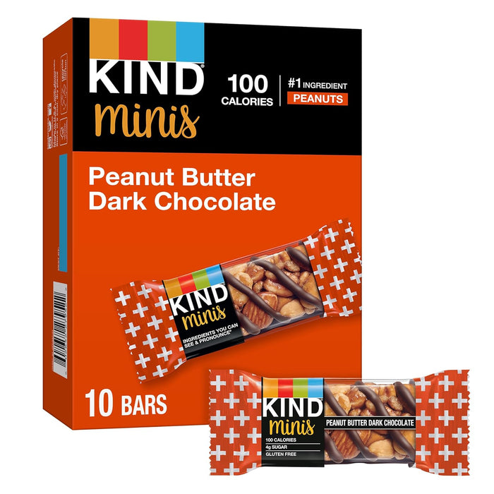 KIND Minis, Dark Chocolate Nuts & Sea Salt, Healthy Snacks, Gluten Free, Low Calorie Snacks, Low Sugar, 10 Count