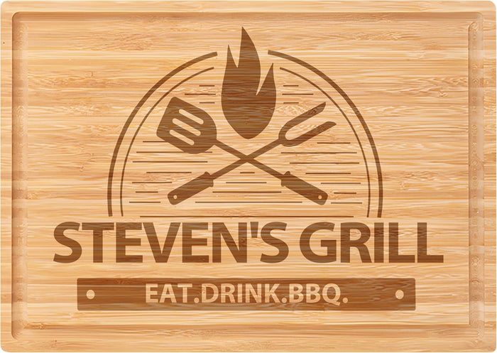 Personalized Bamboo Cutting Board for Kitchen with Juice Groove | 3 Sizes Engraved Charcuterie Boards for Meat Vegetables Fruits | Housewarming Gifts New Home (Engraved Wreath Monogram)