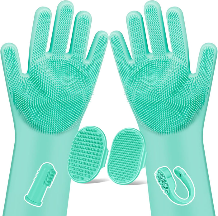 6PCS Pet Grooming Kit for Dogs,Cats and Horses | Dog Washing Gloves | Dog Bath Brush | Dog Bath Gloves | Dog Shampoo Brush | Pet Grooming Gloves | Dog Bath Supplies (Navy Blue)