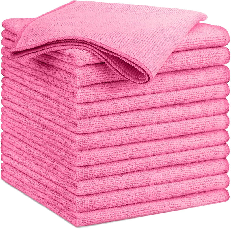 GLIMGLINT Black Microfiber Cleaning Cloth, 150 Pack Microfiber Towels for Cars, Lint Free, Scratch-Free, Highly Absorbent, Reusable Cleaning Rags for Car, Household, Shop Towels 14"X12"