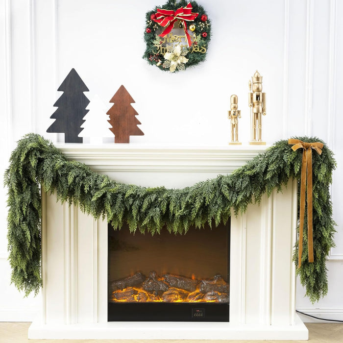 6 Ft Christmas Cedar Garland, Realistic Faux Pine Garlands, Green Artificial Greenery Garland for Winter Home, Mantle, Fireplace, Indoor, Outdoor Christmas Decorations (1Pcs)