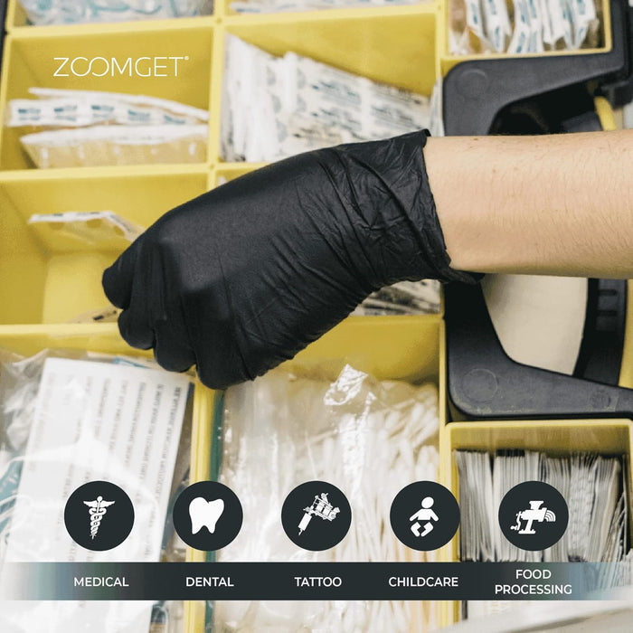 AMMEX Black Nitrile Exam Gloves, Box of 100, 3 Mil, Size Small, Latex Free, Powder Free, Textured, Disposable, Non-Sterile, Food Safe, ABNPF42100BX