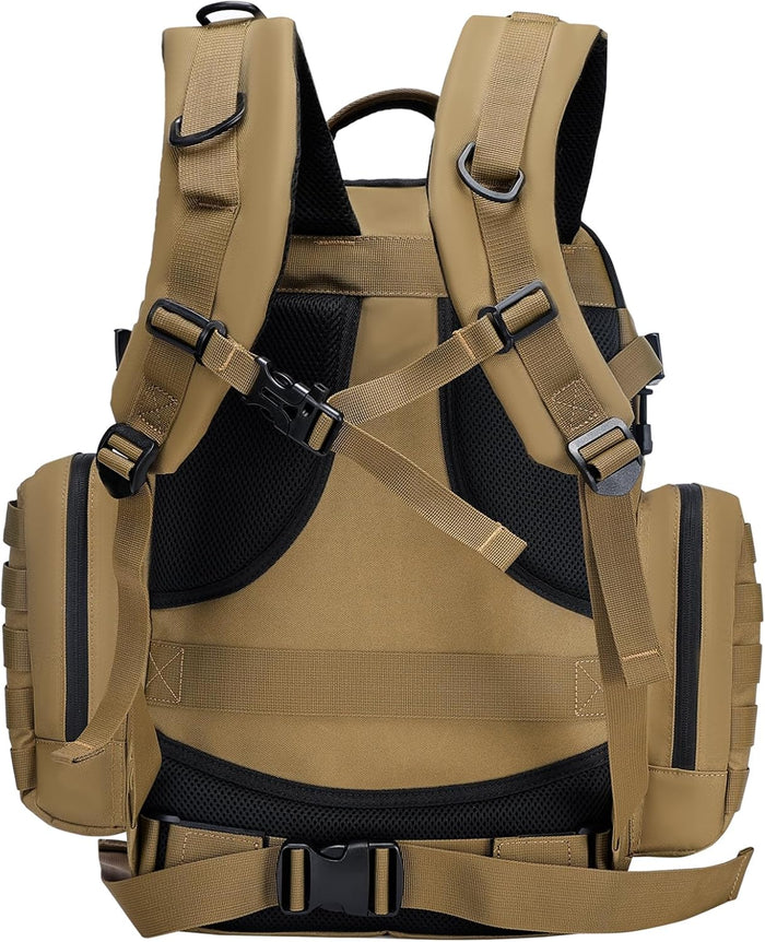 Military Tactical Backpack,Large Army Bag for Men and Women Molle Bag,Heavy Duty Rucksack Range (Green Brown)