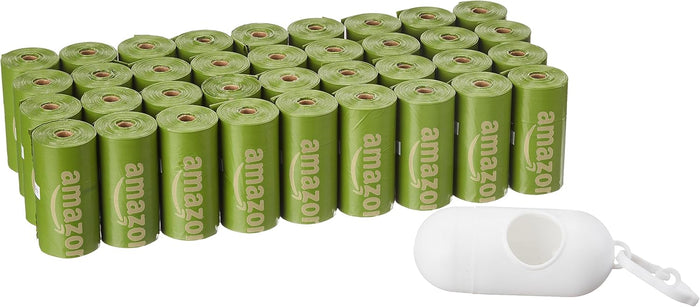 Amazon Basics Dog Poop Bags with Dispenser, 270 Count, Enhanced for Guaranteed Leakproof, Lavender Scented, Includes Leash Clip
