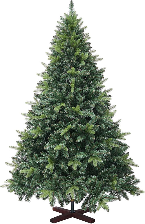 6ft Artificial Christmas Tree, 1152 Realistic Branch Tips, Easy Assembly Hinged Design, Includes Base