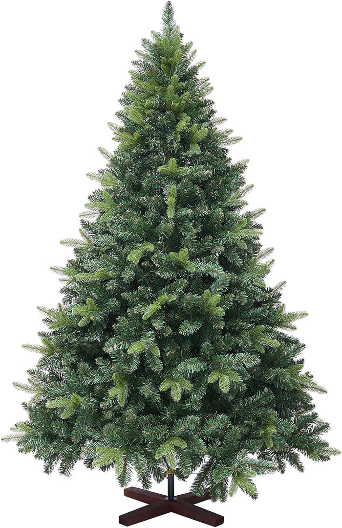 6ft Artificial Christmas Tree, 1152 Realistic Branch Tips, Easy Assembly Hinged Design, Includes Base
