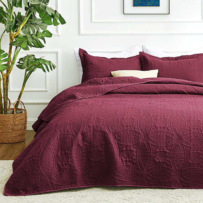 Love's cabin King Size Quilt Set Blue Bedspreads - Soft Bed Summer Lightweight Bedspread Comforter - Modern Style Coin Pattern Coverlet for All Season - 3 Pieces (1 Quilt, 2 Pillow Shams)