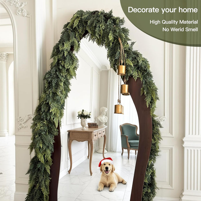 6ft Christmas Cedar Garland Pretty Thickness and Soft, Faux Full Real Touch Cedar Garland for Mantle, Fireplace, Porch, Outdoor & Indoor Holiday Decorations (1 Pcs)