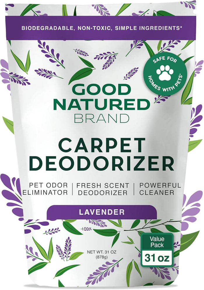 Good Natured Brand | Carpet Deodorizer & Freshener Powder | 31 oz Pet Odor Eliminator for Strong Odor & Pet Urine | Fresh Natural Lemon & Eucalyptus Scent | Safe for Homes with Pets