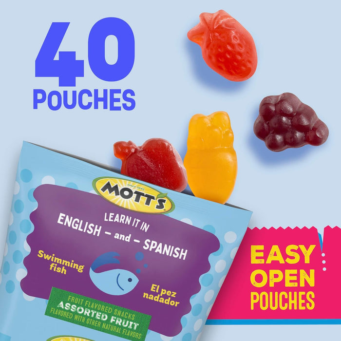 Mott's Fruit Flavored Snacks, Assorted Fruit, Gluten Free Snack, Stocking Stuffers, Family Pack, 40 Ct, 32 oz