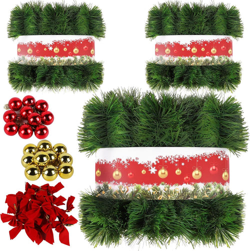5 Pack 250FT Christmas White Garland Flower for Christmas and Non-Lit Soft Holiday Decor for Outdoor Indoor Artificial Christmas Twist Garland Home Artificial Wedding Party Decoration