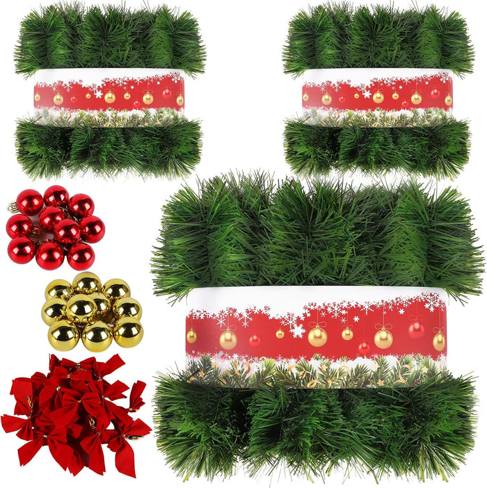 5 Pack 250FT Christmas White Garland Flower for Christmas and Non-Lit Soft Holiday Decor for Outdoor Indoor Artificial Christmas Twist Garland Home Artificial Wedding Party Decoration