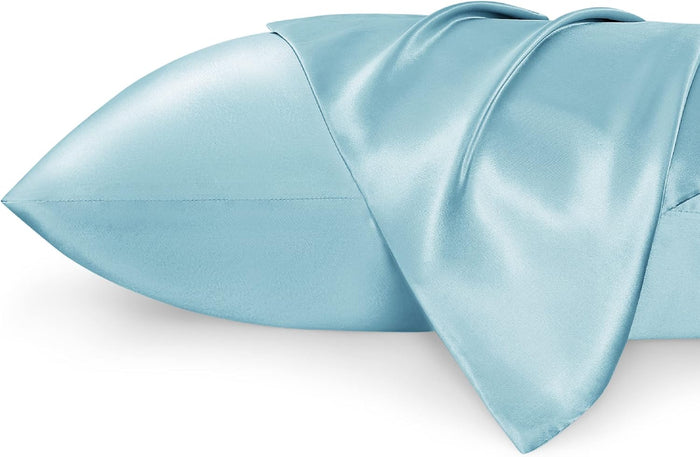 Bedsure Satin Pillowcase, Similar to Silk Pillow Cases Queen Size Set of 2, Cooling Pillow Case for Hot Sleepers with Envelope Closure, Gifts for Women Men, Silver Grey, 20x30 Inches, 2pcs