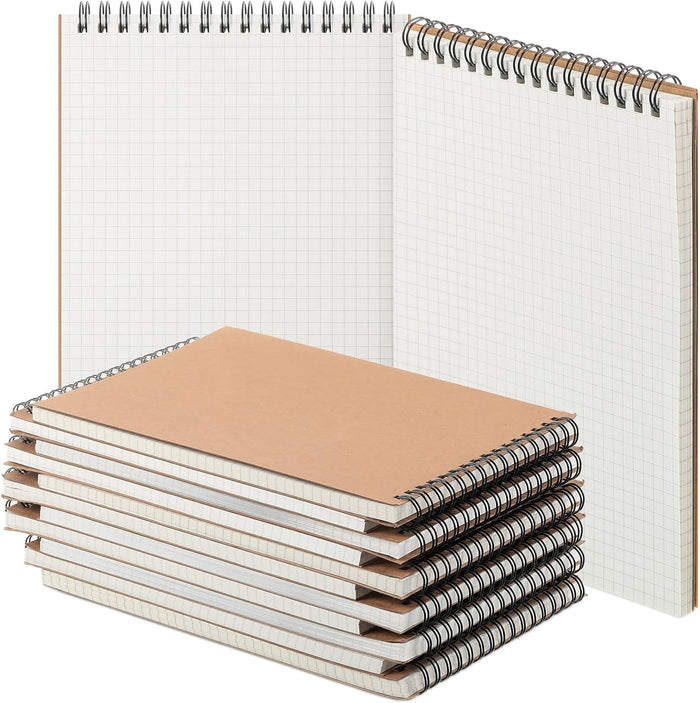 2 Pack Graph Paper Spiral Notepad A5 Top Wirebound Notepad Grid Notebook Steno Pads Memo Notebook Grid Paper 140 Pages for Writing Sketching Drawing Office Supplies (Black)