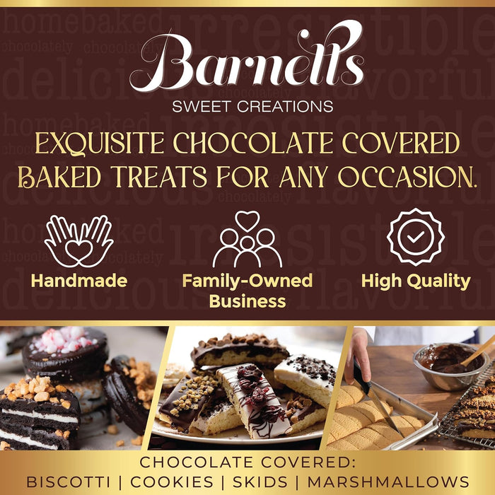 Barnetts Christmas Holiday Thanksgiving 12 Chocolate Biscotti Gift Box, Gourmet Cookie Gifts Basket for Him and Her Food Delivery, Fancy Cookies Spring Candy Treats Baskets Ideas for Dad, Husband, Father, Brother, Son, Father, Grandmother, Mother, Grandma
