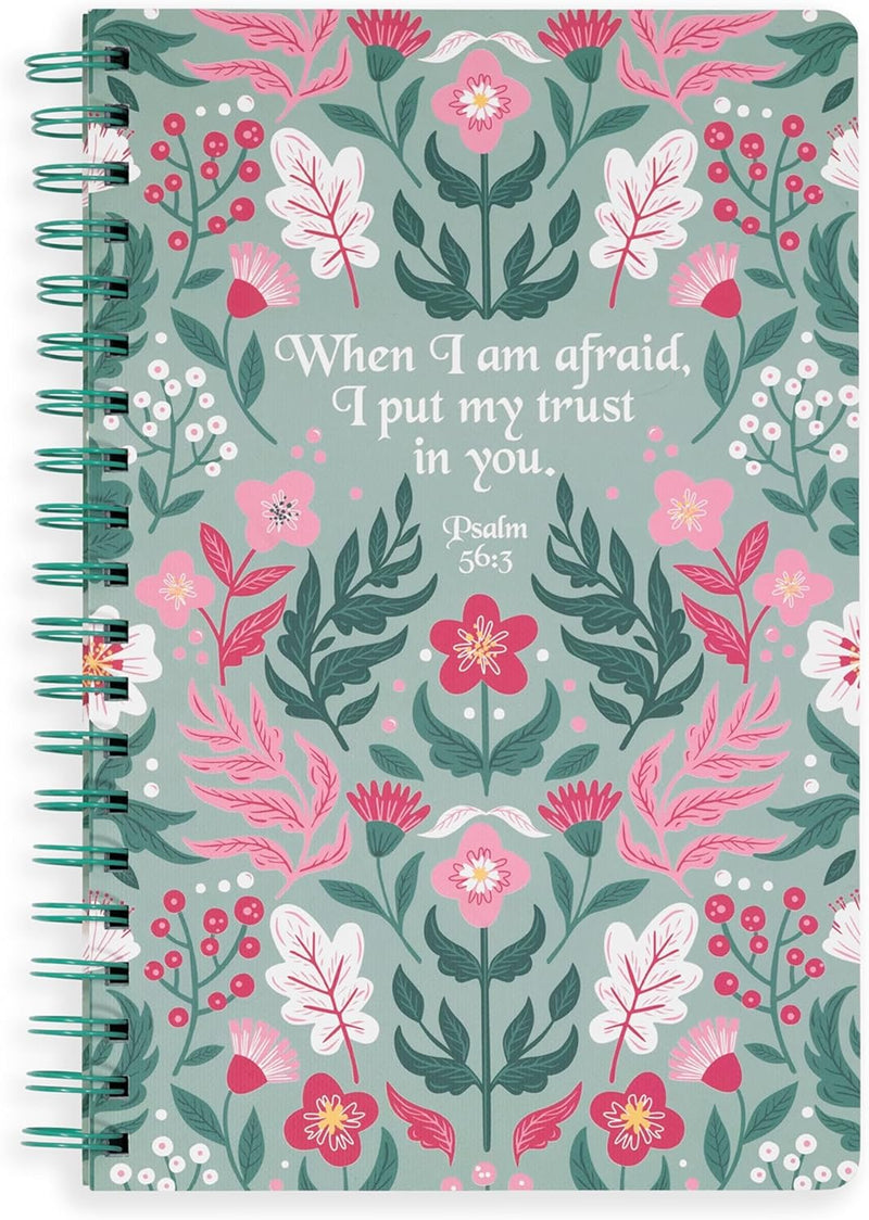 Steel Mill & Co Cute Floral Spiral Notebook Journal for Notes, 10.5" x 7.5" Sermon Notes and Church Notes Journal for Women with Durable Hardcover and 60 Lined Pages with Prompts, Navy Floral