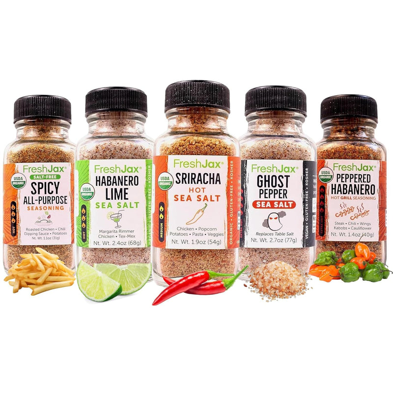 FreshJax Cookout Seasoning Gift Set – 5 Organic All-Purpose Spices for Grilling, BBQ & Cooking – Gift-Ready Box for Men