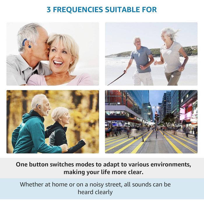 Hearing Aids for Seniors, Rechargeable Hearing Amplifier with Noise Cancelling, Digital Ear Hearing Assist Devices with Volume Control (Blue)