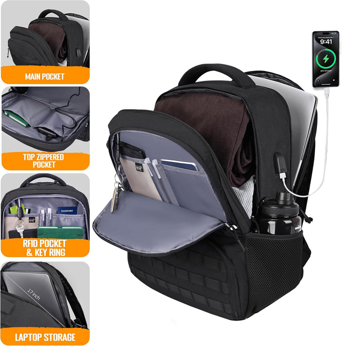 Lunch Box Backpack for Men, Tactical Cooler Backpack with Laptop Compartment Leakproof RFID Lunchbox Bag for Work