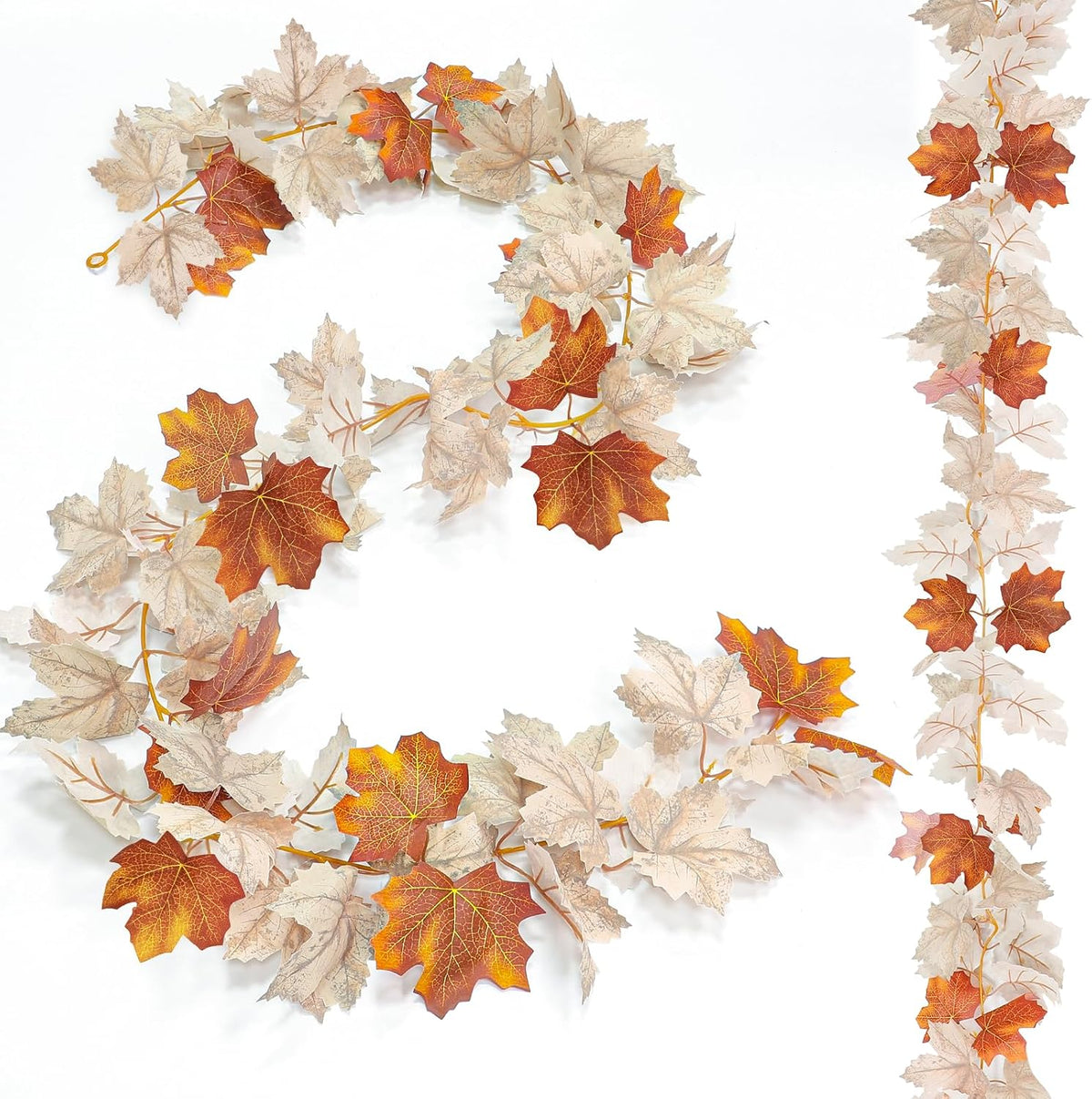 Timer - 2 Pack Fall Decor Fall Garland with Lights Fall Decorations for Home, Lighted Maples Leaves Garland Total 13Ft 40LED Battery Operated Autumn Harvest Halloween Thanksgiving Decor Indoor Outdoor