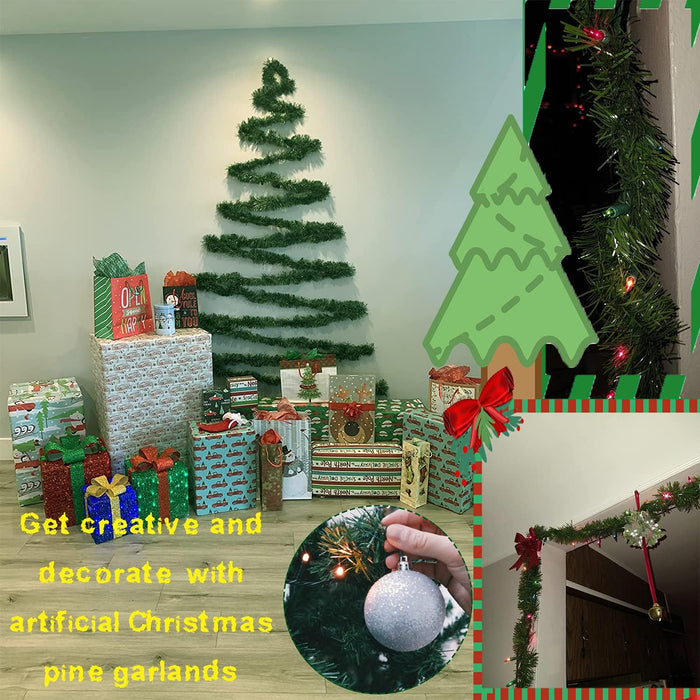 50 Feet Green Tinsel Garland, Artificial Christmas Pine Decorative Garland for Holiday Wedding Decoration