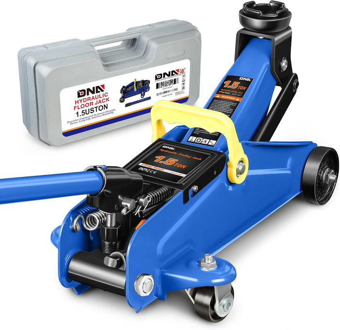 DNA Motoring TOOLS-00234 Low Profile Hydraulic Trolley Service/Floor Jack, 2 Ton (4000 lbs) Capacity, Lifting Range 5.1"-13", Black
