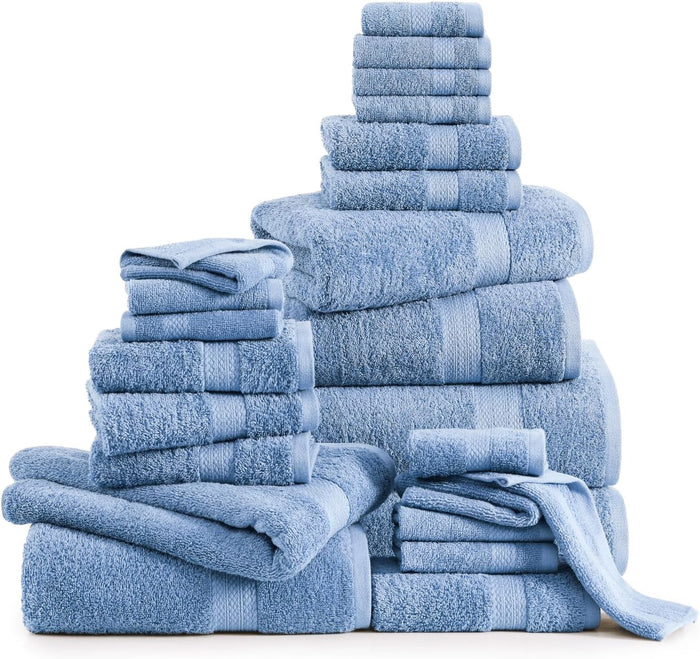 Lane Linen 100% Cotton 24 Pc Bathroom Towel Set - Ring Spun, Quick Dry, Soft & Absorbent - 2 Bath Sheets, 4 Fingertip Towels, 4 Bath, 6 Hand Towels, 8 Washcloths - Hotel Quality Towel Set - Space Grey