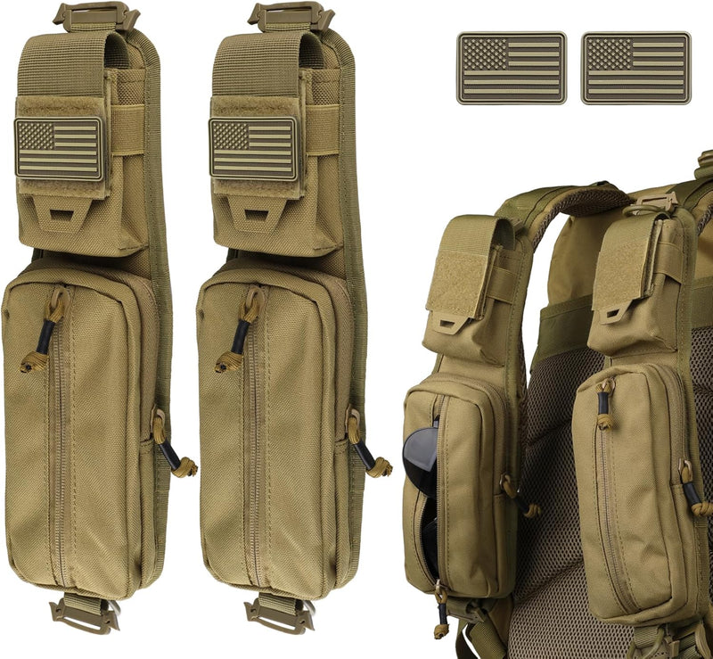 WYNEX Molle Accessories Pouch of Double Zipper Pocket Version, Backpack Strap Pouch Shoulder Strap Molle Attachment Tactical Accessories Bag Shoulder Starps Zipper Pocket Additional Phone Holder