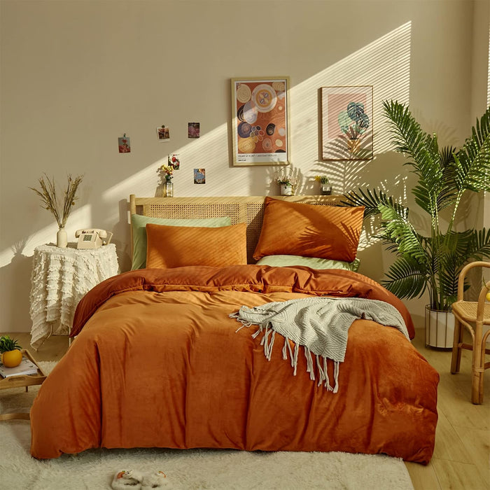 Pureant Pumpkin Comforter Set Full Burnt Orange Bedding Comforter Sets Cotton for Women Girls Solid Brown Terracotta Full Comforter Soft Rust Caramel Full Size Comforter Sets Dusty Pumpkin Quilts