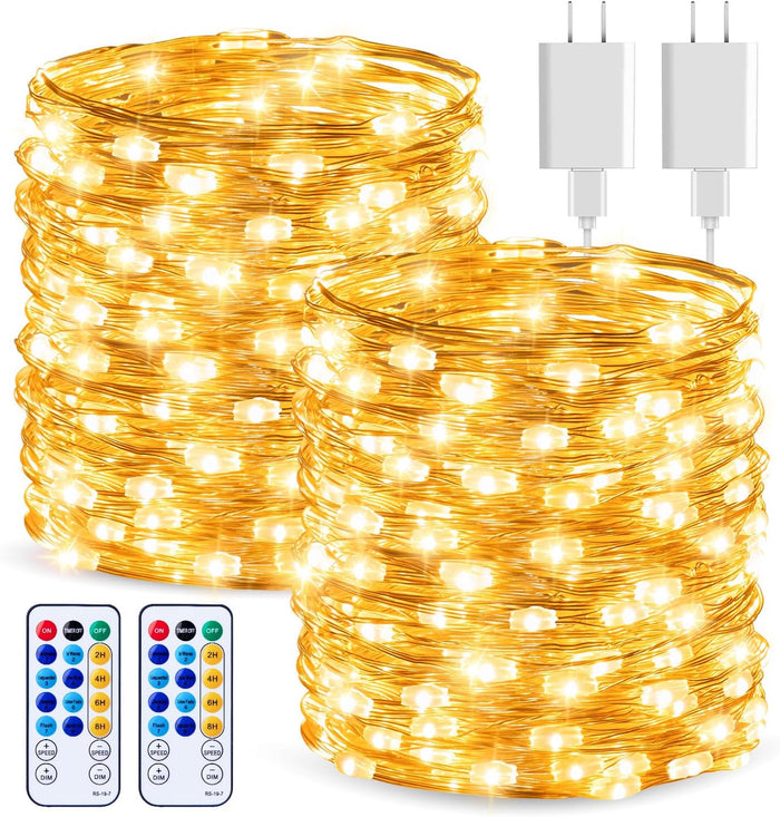 Minetom Fairy Lights with Remote, 66 Feet 200 Led Firefly String Lights Plug in for Bedroom Home Wall Ceiling Christmas Tree Wreath Craft Wedding Party Indoor Outdoor Decoration, Warm White