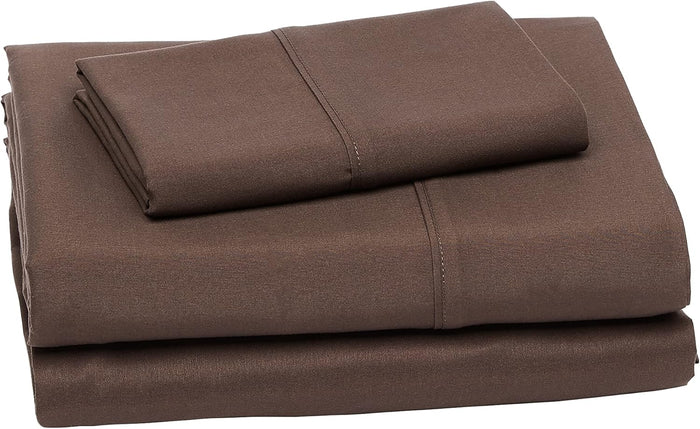 Amazon Basics Lightweight Super Soft Easy Care Wrinkle Free Microfiber 3 Piece Bed Sheet Set with 14-Inch Deep Pockets, Twin, Navy Blue, Solid, Kids, Men & Women Bedding