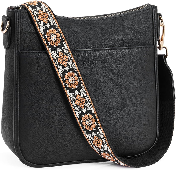 BOSTANTEN Crossbody Bags for Women Trendy Vegan Leather Hobo Purses Shoulder Handbags With Wide Shoulder Strap